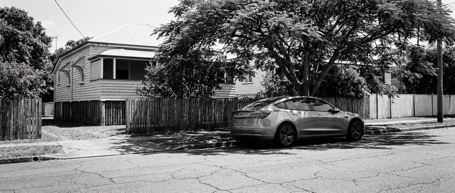 Electric car on a suburban Brisbane street