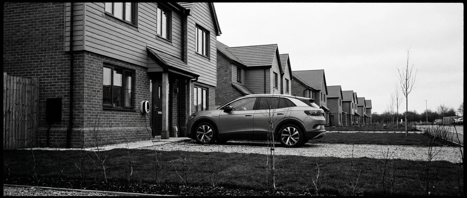 Electric car charging in a new Macarthur estate driveway