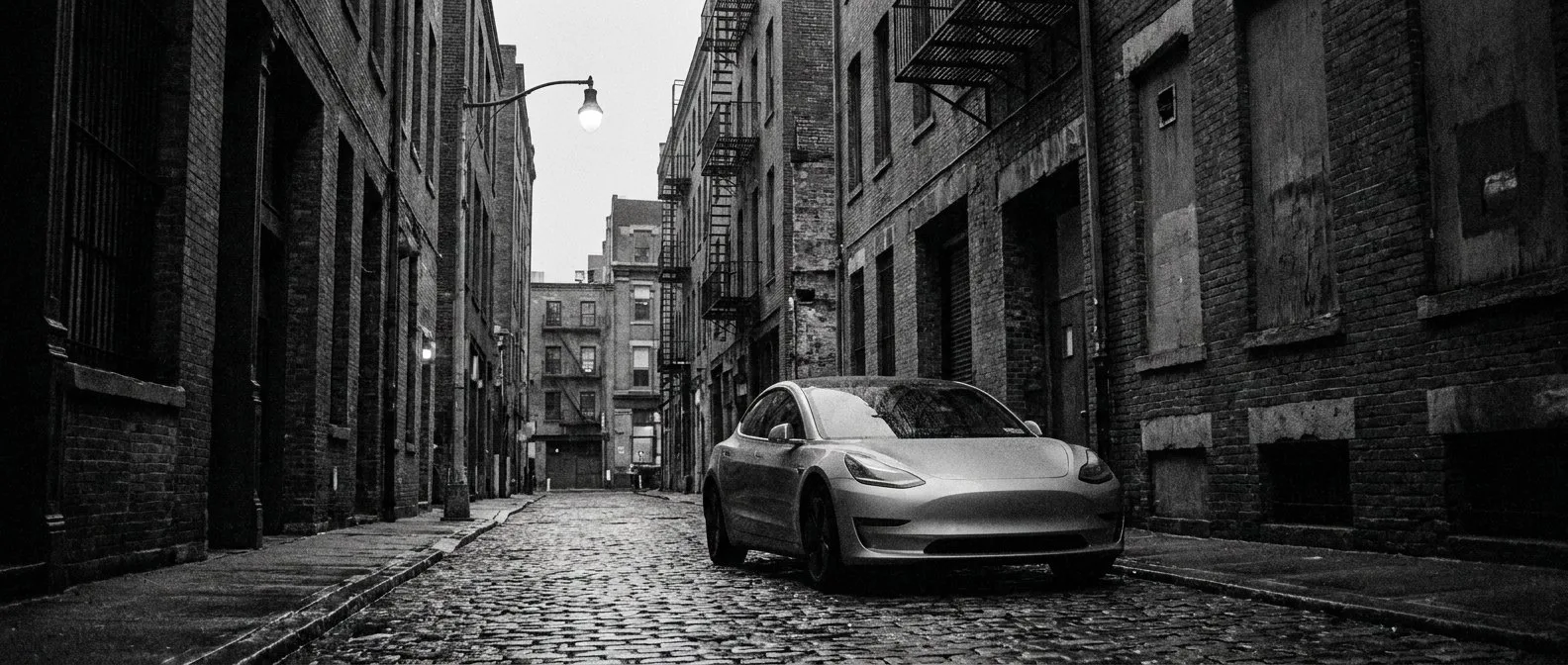 Electric car in a Melbourne city laneway