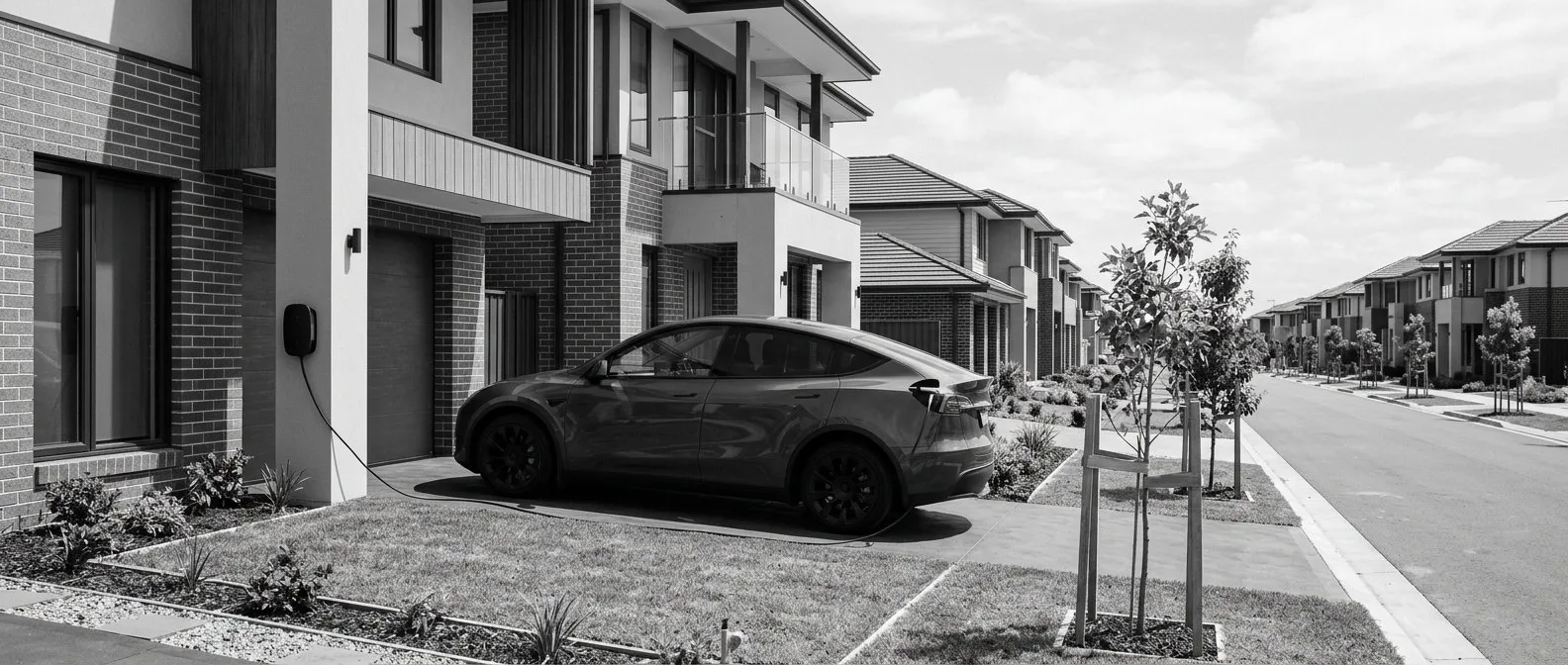 Electric SUV charging on a driveway in Melbourne’s northern growth corridor